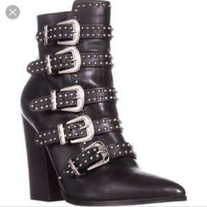 Steve Madden Black Studded Buckle Boots